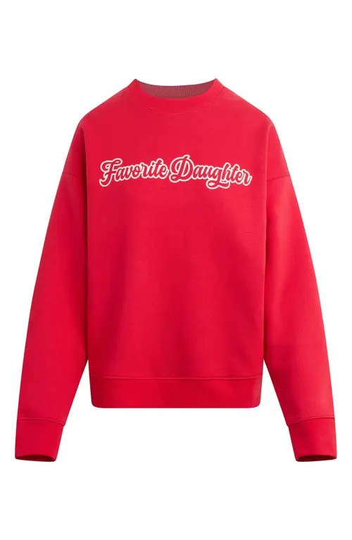 Favorite Daughter The Varsity French Terry Graphic Sweatshirt in Rouge Red/white at Nordstrom, Size Small | Nordstrom