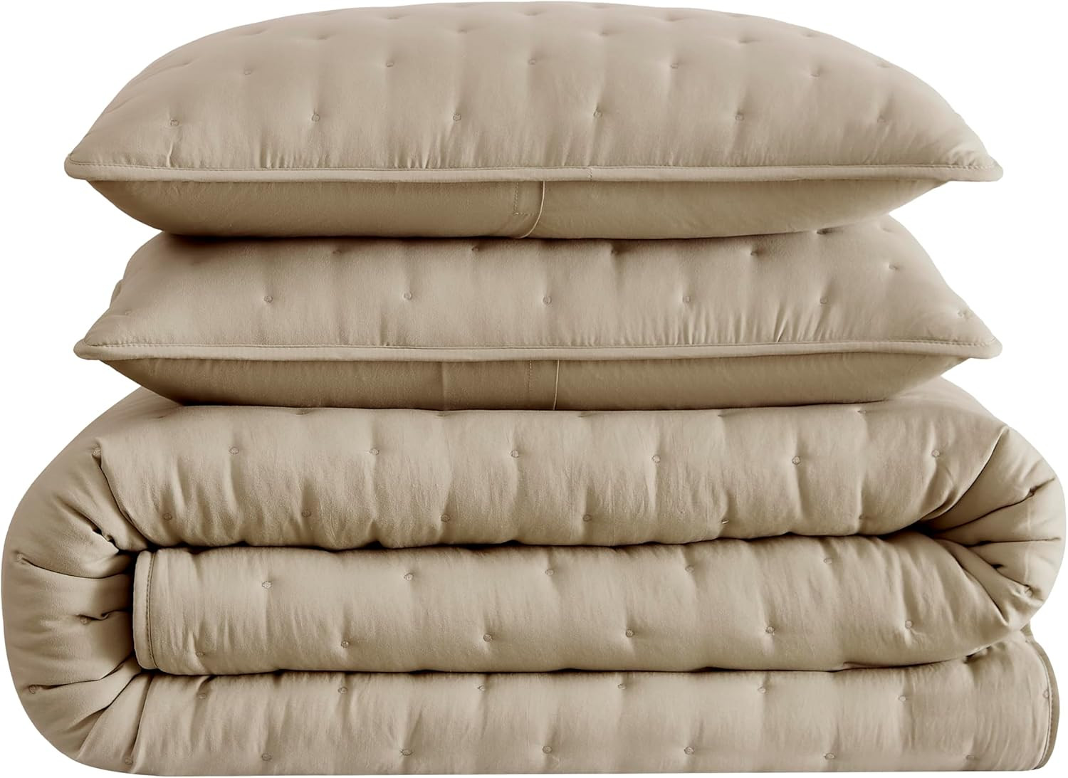 WDCOZY Beige Cloud Quilt King Size Bedding Set with Pillow Sham, Tan Puffy Cozy Lightweight Bedsp... | Amazon (US)