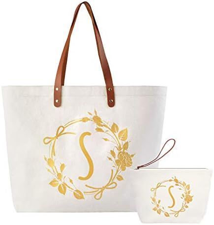 ElegantPark Wedding Gifts for Bride Monogrammed Personalized Bags and Totes Canvas Travel Makeup ... | Amazon (US)