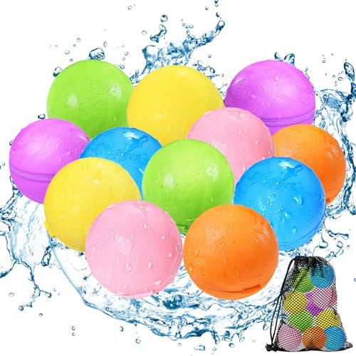 12Pcs Reusable Water Bomb balloons, Summer Toy Water Toy for Boys and Girls, Pool Beach Toys for Kids ages 3-12, Outdoor Activities Water Games Toys Self Sealing Water Splash Ball for Fun | Amazon (US)