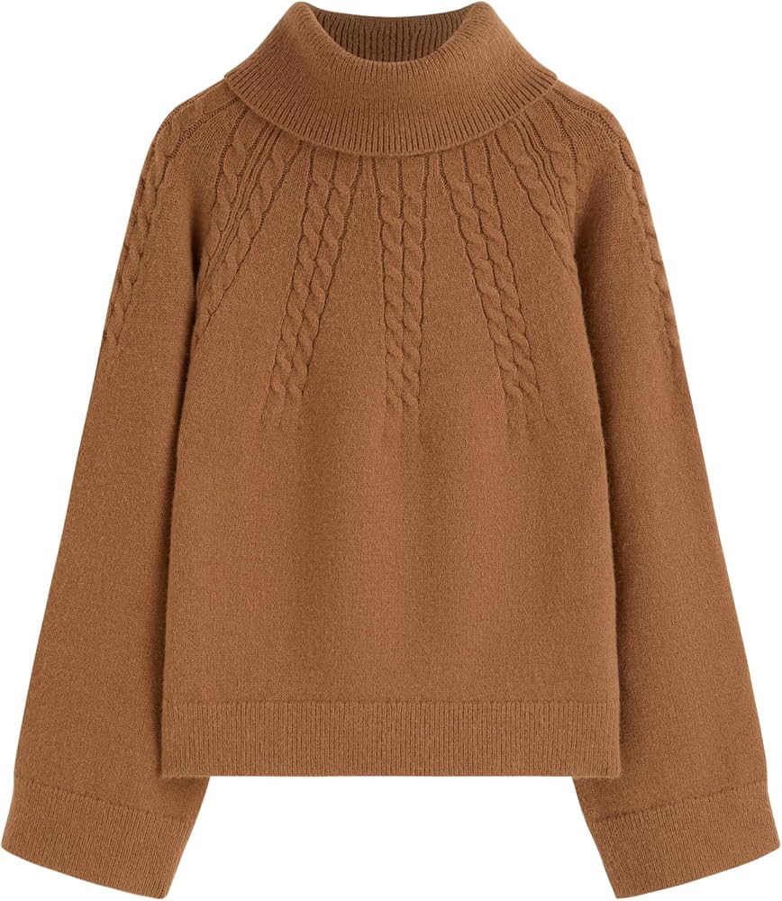 CIDER Women Cable Knit Turtleneck Modest Sweater Long Sleeve Pullover Tops | Amazon (US)