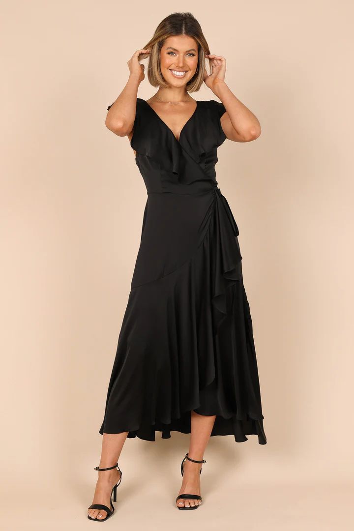 Cally Frill Shoulder Maxi Dress - Black | Petal & Pup (US)