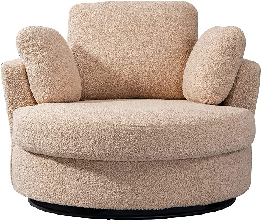 Swivel Accent Barrel Chair Oversized Modern Akili Upholstered Sofa Lounge Club Leisure Chair Roun... | Amazon (US)