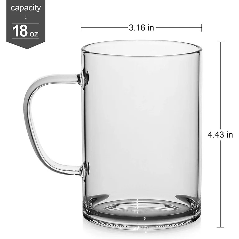 LUXU Glass Coffee Mugs Set of 2,Large Wide Mouth Mocha Hot Beverage Mugs(16 oz),Clear Espresso Cu... | Walmart (US)