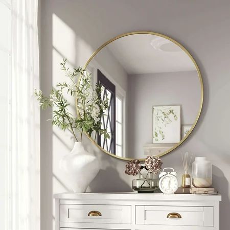 Barnyard Designs 30 inch Gold Round Mirror Modern Bathroom Mirrors for Wall Farmhouse Mirror Metal F | Walmart (US)