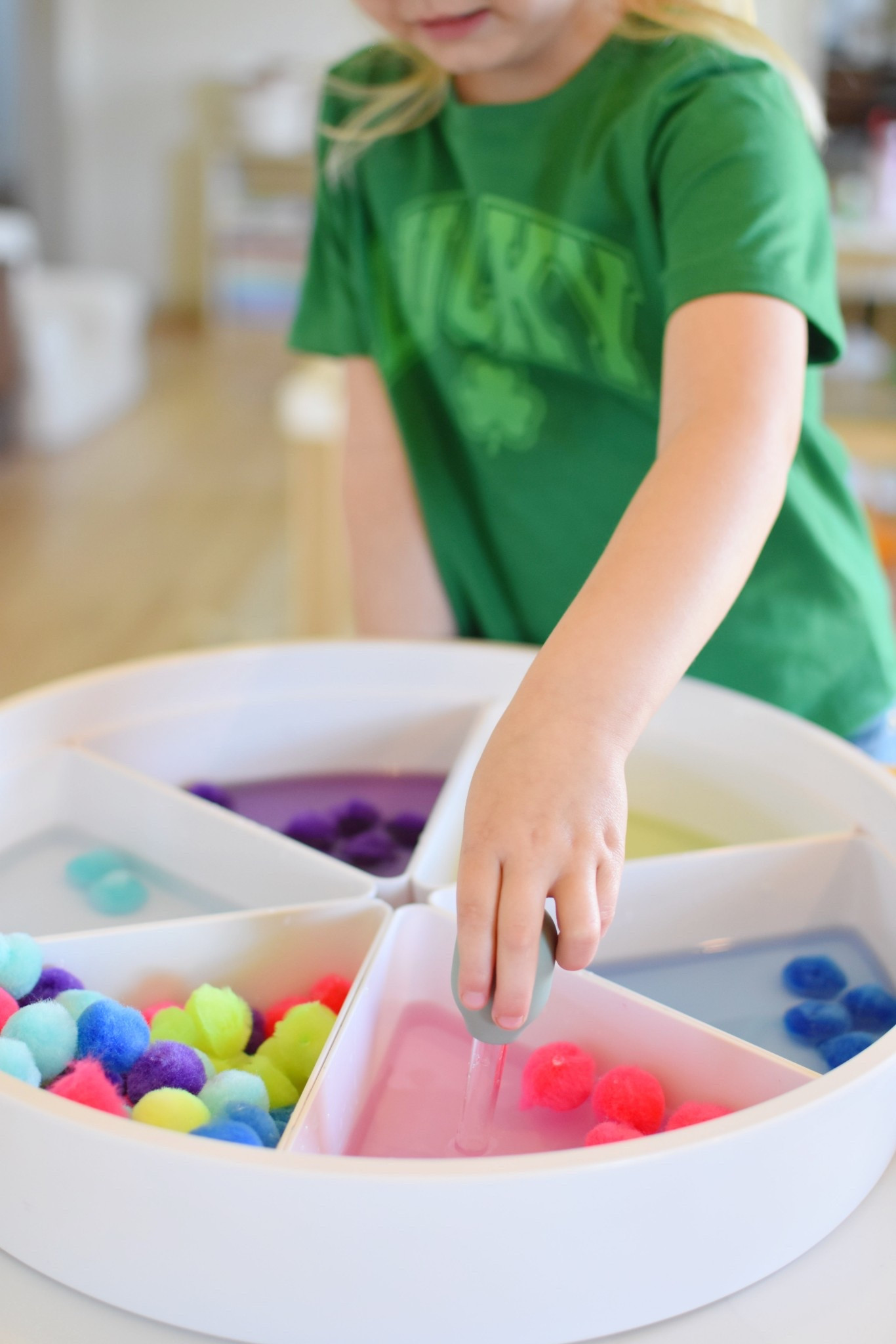Rainbow 🌈 Pom Pom sorting for this chilly St. Patrick’s Day! This was the perfect quiet time activity for Savannah while Caroline napped this morning. She sorted the colors, counted the poms in each section, and made new colors by mixing the colors. This was a big hit!

#LTKSeasonal #LTKFamily #LTKKids