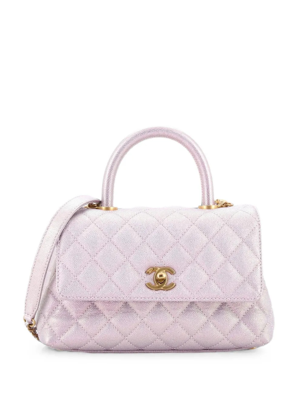 CHANEL Pre-Owned Coco Top Handle Bag Quilted Iridescent Caviar Mini satchel - Pink | Farfetch Global