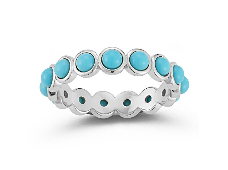 Rachel Zoe Rhodium Over Sterling Silver Lab Created Turquoise Eternity Band Ring - 10RS1B | JTV Jewelry