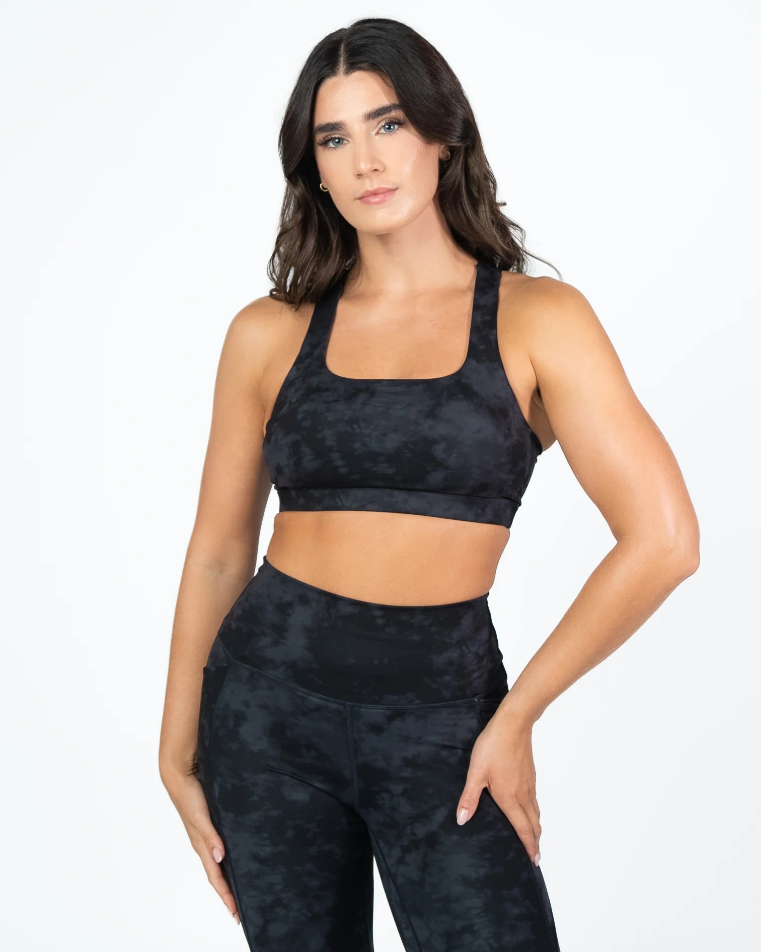 Square Neck Bra - Onyx Tie Dye | Senita Athletics