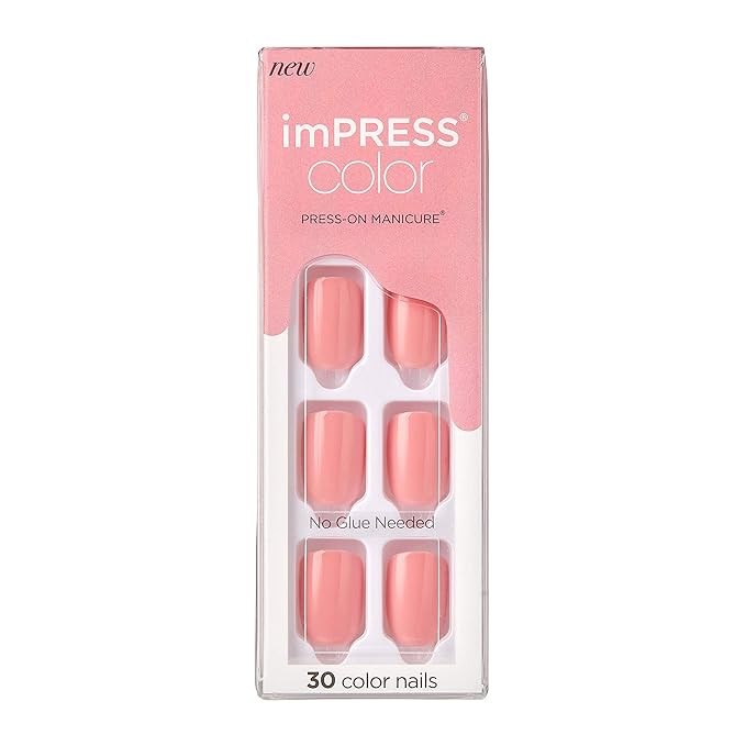 KISS imPRESS Color Press-On Manicure, Gel Nail Kit, PureFit Technology, Short Length, “Pretty P... | Amazon (US)