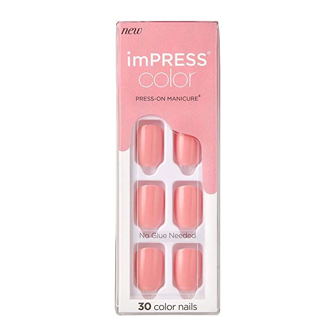 KISS imPRESS Color Press-On Manicure, Gel Nail Kit, PureFit Technology, Short Length, “Pretty P... | Amazon (US)