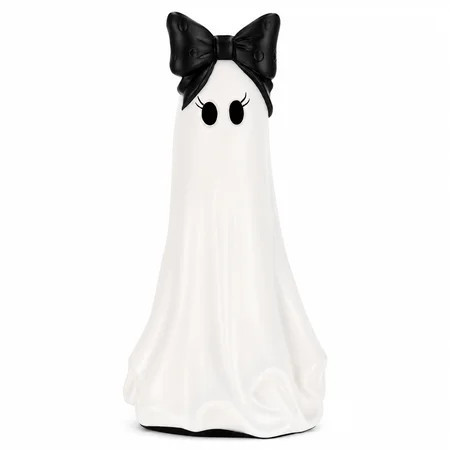Large Ghost with Bow Tabletop Decoration, 20" Black White Halloween Ghost Figurine, Sculpted Ghost Decor for Mantel Shelf Entryway Table Party Display | Walmart (US)
