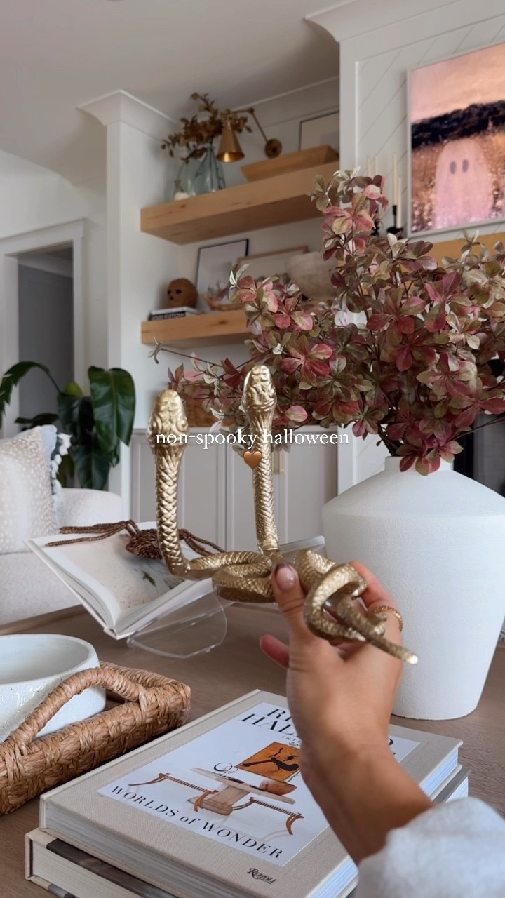 non-spooky neutral halloween 🤎 | my favorite is to find seasonal decor that blends in with my everyday decor, make it festive but not too festive 🤭 + anything rattan is always a must! 

*spider, rattan skull + ghost are all @homegoods finds*

save + share if you love neutral halloween 🕷️
#halloween #halloweendecor #neutralhalloween #halloweenideas #diyhalloween #halloweenhome #homegoodsfinds #neutralhome #spookyseason 

#LTKHome #LTKSeasonal #LTKFallSale