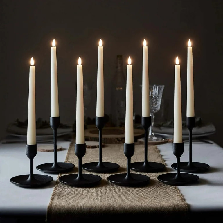 Lights4fun, Inc. Set of 8 TruGlow Ivory Wax Flameless LED Battery Operated Taper Candles with Rem... | Walmart (US)