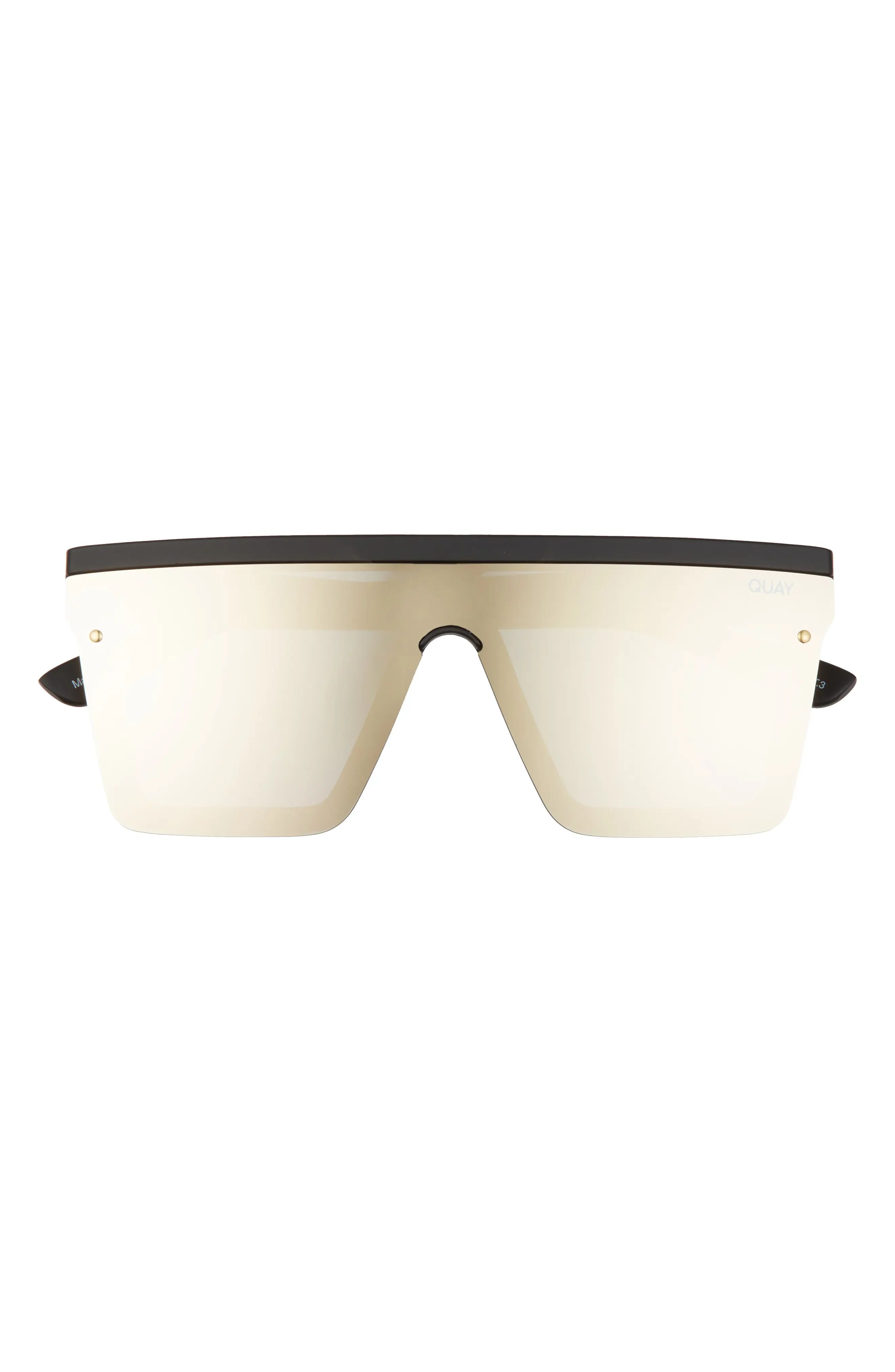 Women's Quay Australia Hindsight 67mm Shield Sunglasses - Matte Black / Gold Mirror | Nordstrom