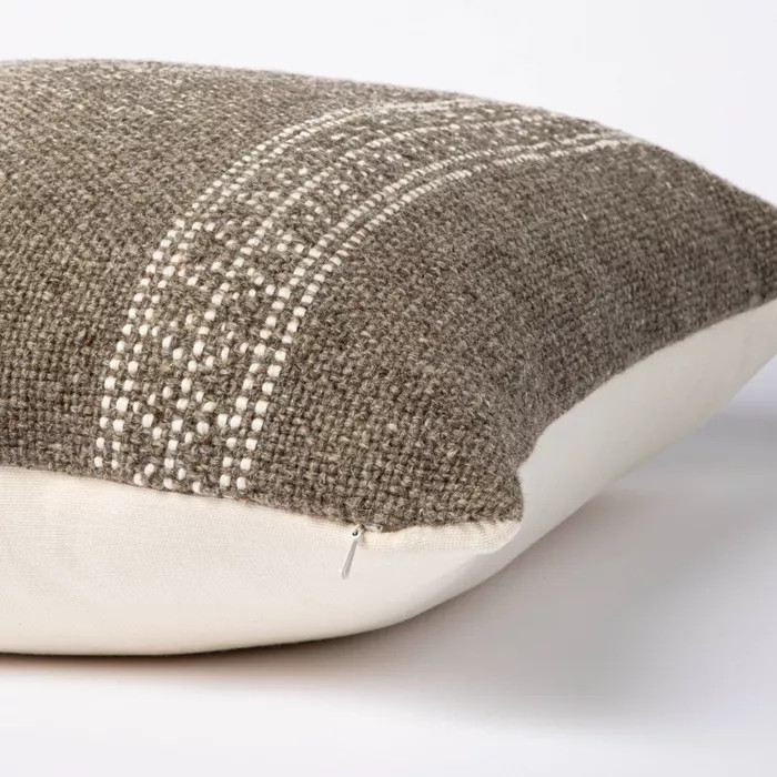 Woven Wool Cotton Square Throw Pillow Brown/Cream - Threshold™ designed with Studio McGee | Target