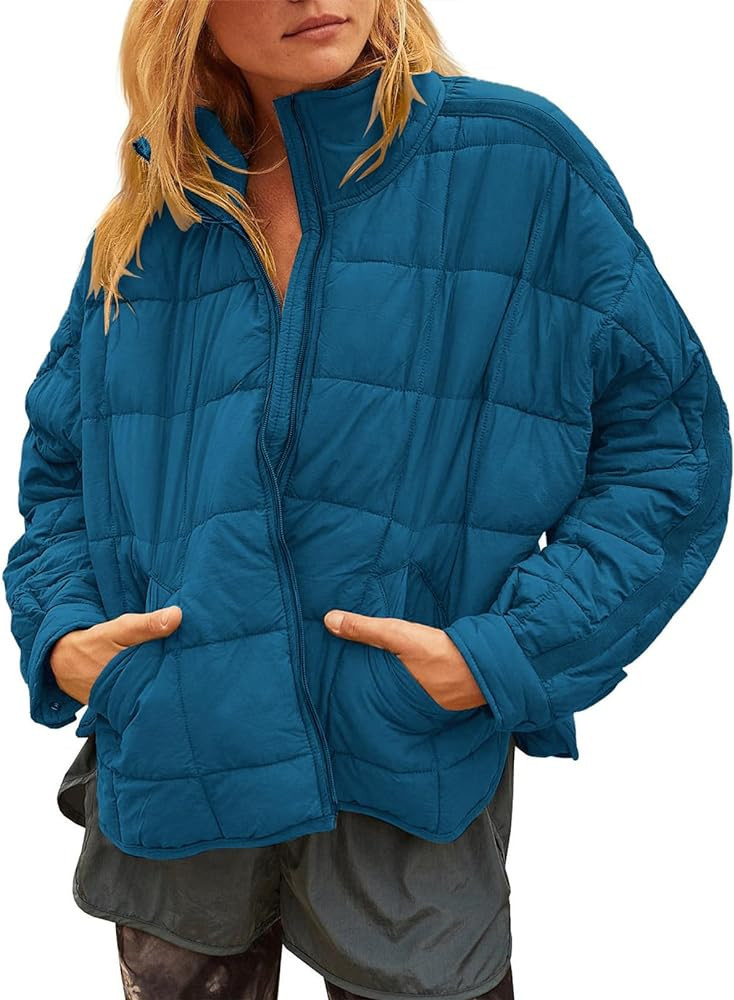 Flygo Womens Oversized Puffer Jacket Lightweight Quilted Jackets Zip Up Warm Padded Coat | Amazon (US)