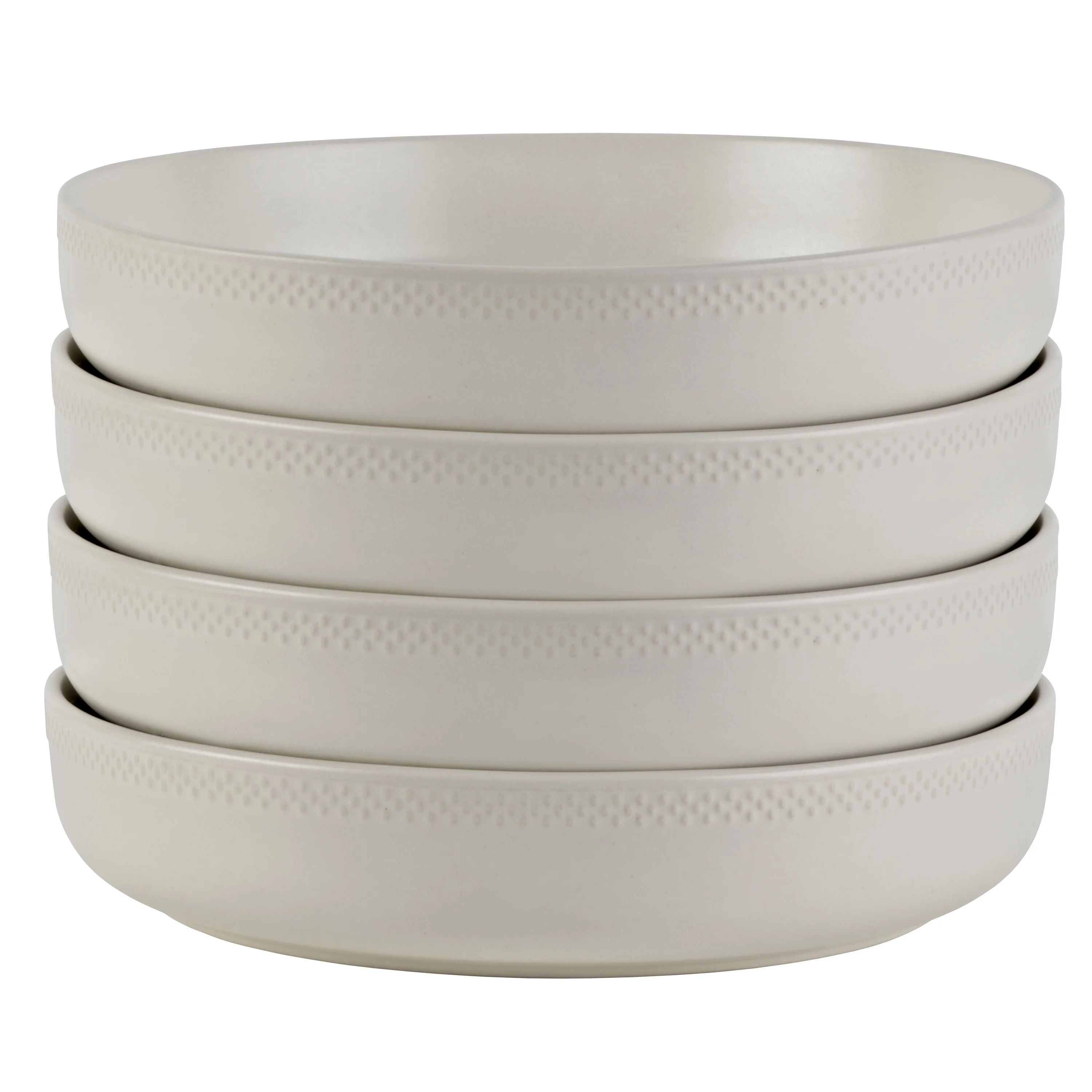 Beautiful Modern Dots  Set of 4 Stoneware Pasta Bowls White by Drew Barrymore | Walmart (US)
