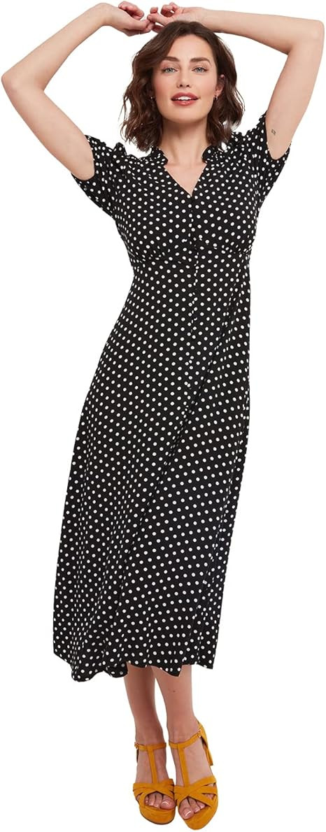 Joe Browns Damen Figurschmeichelndes Midi Empire-Taille, Knopfleiste Lässiges Kleid | Amazon (DE)
