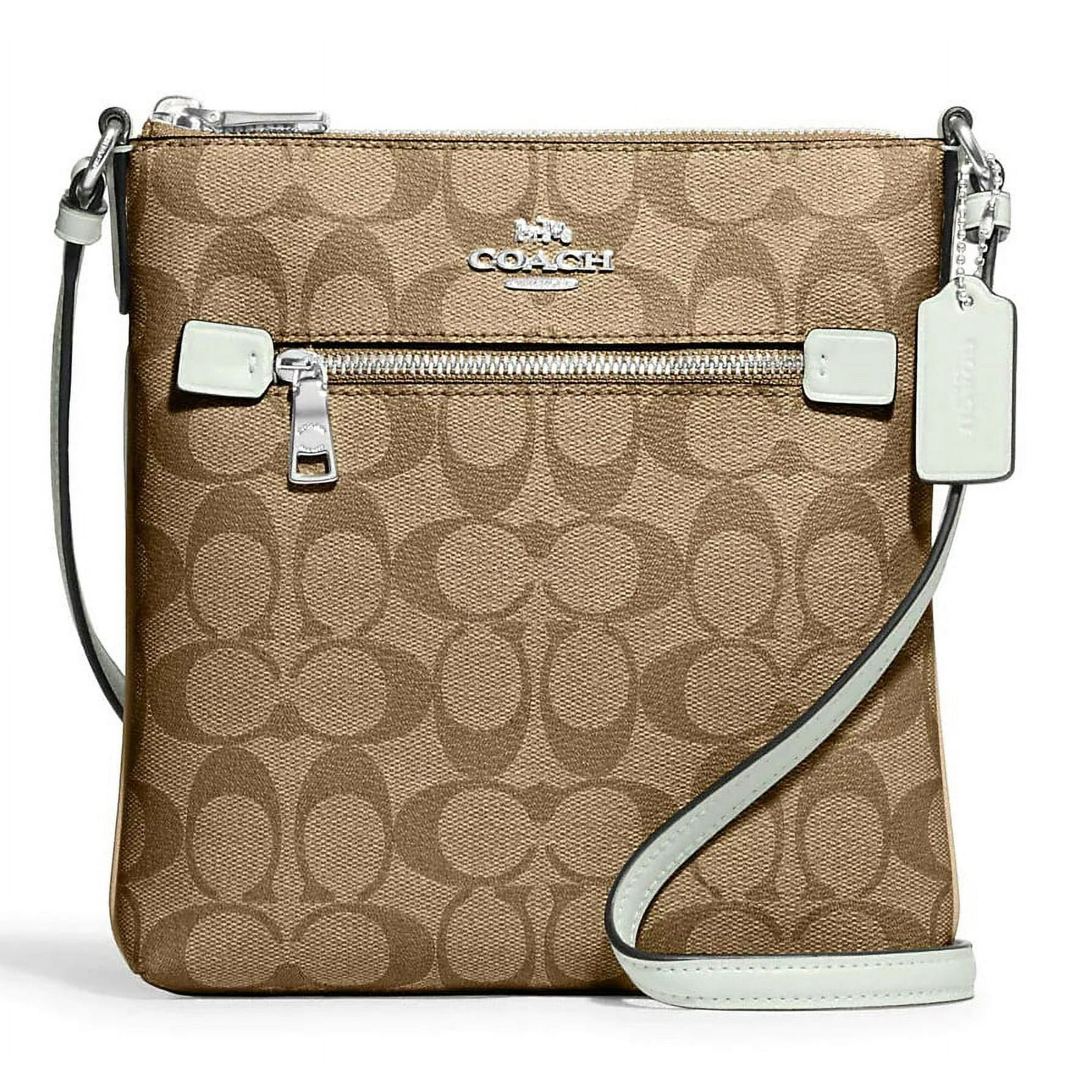 Coach Women's Top Zip Mini Rowan File Bag In Signature Canvas Leather (Khaki / Light Sage) | Walmart (US)
