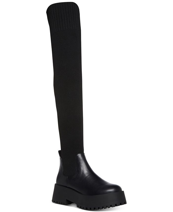 Madden Girl Scoop Over-the-Knee Knit Lug Sole Boots & Reviews - Boots - Shoes - Macy's | Macys (US)