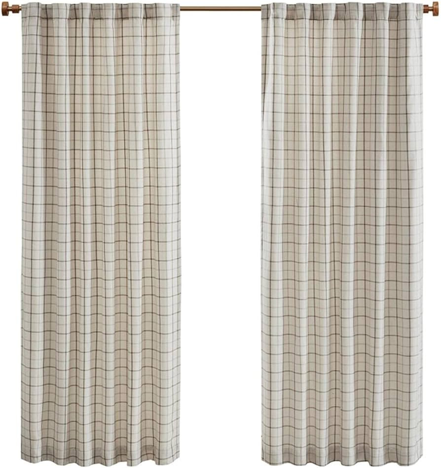 Madison Park Anaheim Cabin Plaid Curtain Window, Thermal Insulated Fleece Lining, Living Room Dec... | Amazon (US)
