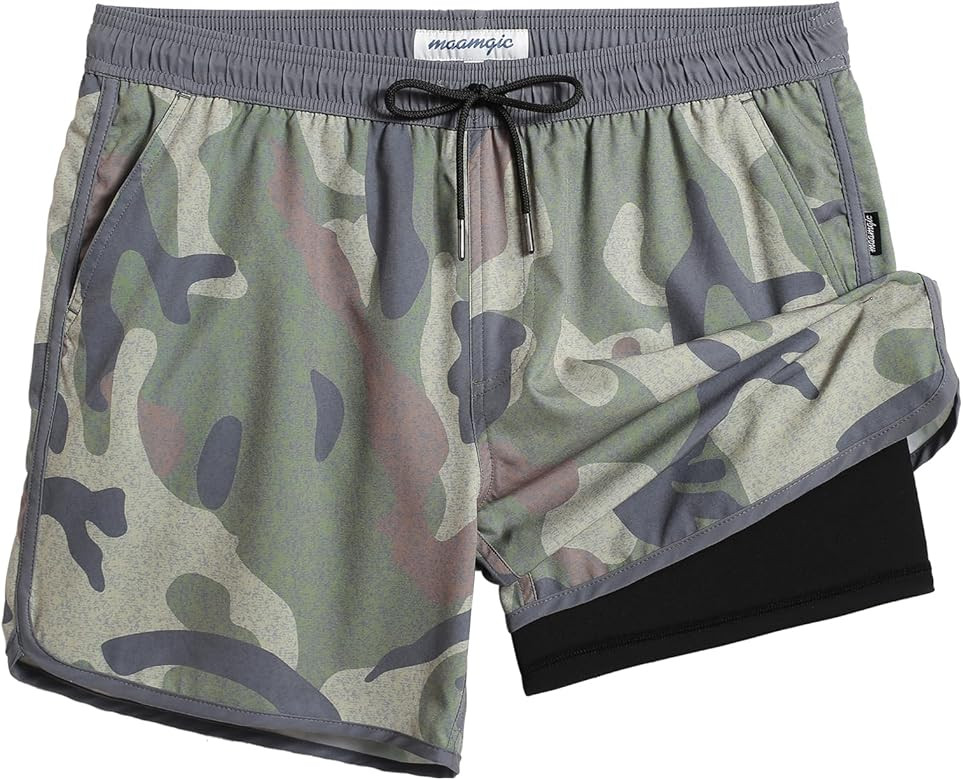 maamgic Mens Short 80s 90s Vintage 5.5" Swim Trunks Swimsuits Board Shorts Compression Liner Quic... | Amazon (US)