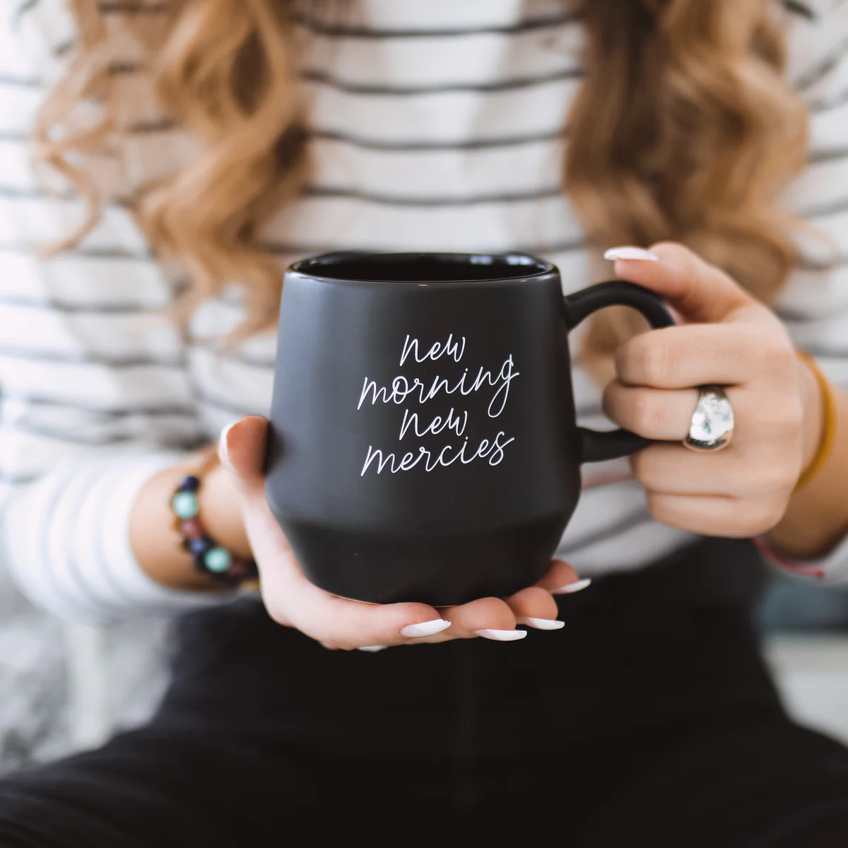 New Morning New Mercies Black Verona Mug | The Daily Grace Co.