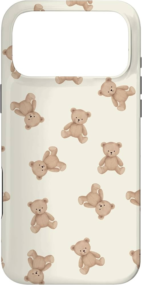 Cute Teddy Bear Pattern Cuddly Coquette Aesthetic Case for iPhone 17 Pro Max | Amazon (US)