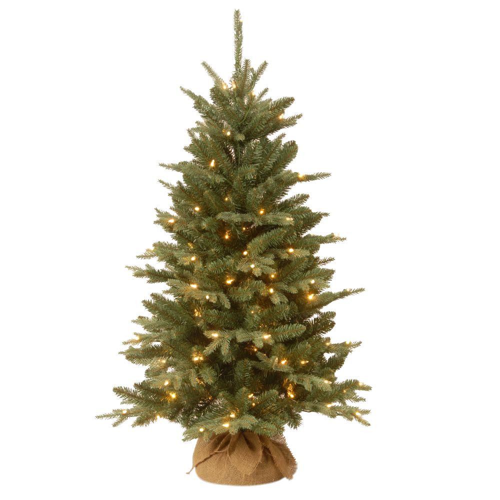 4 ft. Burlap Artificial Christmas Tree with Clear Lights | The Home Depot