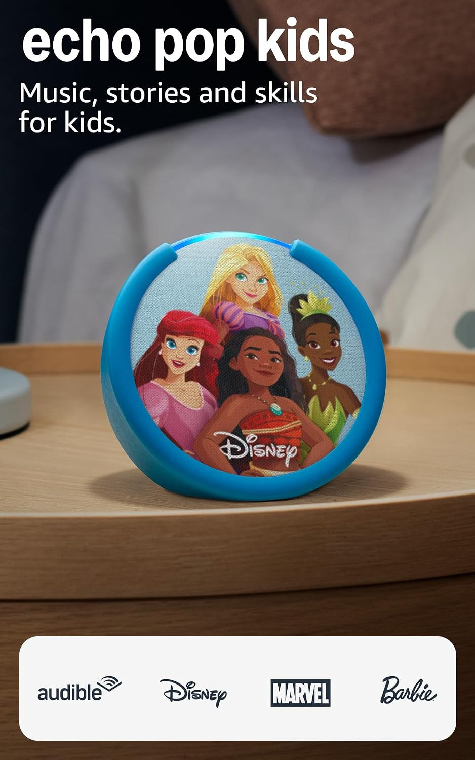 Amazon Echo Pop Kids (newest model), Enjoy age-appropriate audiobooks, sleep routines and Alexa+ experiences to create and learn, Disney Princess design | Amazon (US)