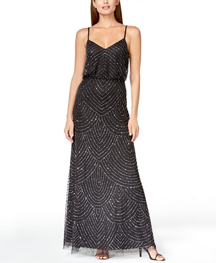 Adrianna Papell Blouson-Waist Beaded Gown & Reviews - Dresses - Women - Macy's | Macys (US)