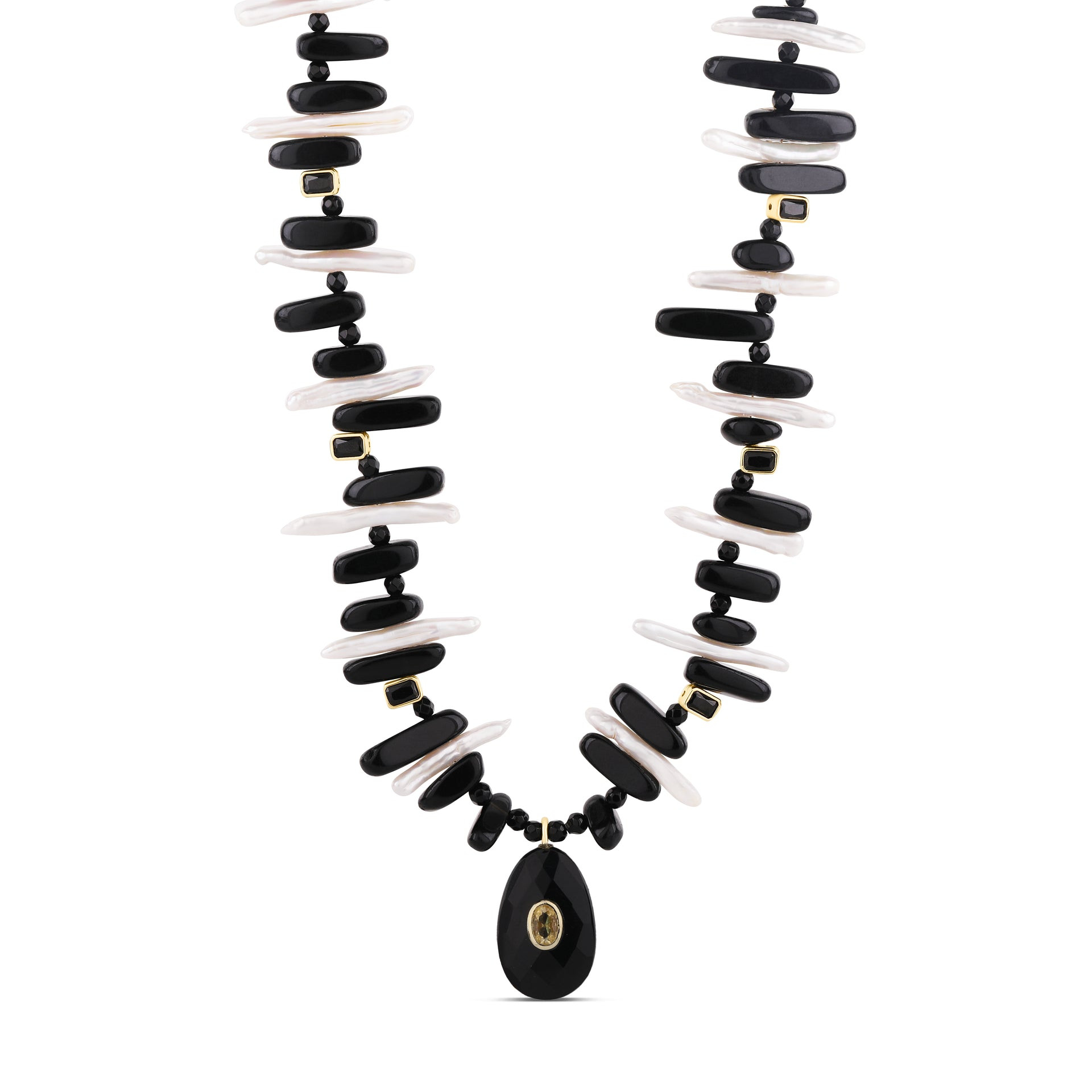 Onyx & Baroque Pearl Statement Necklace | Hannah B. Jewelry