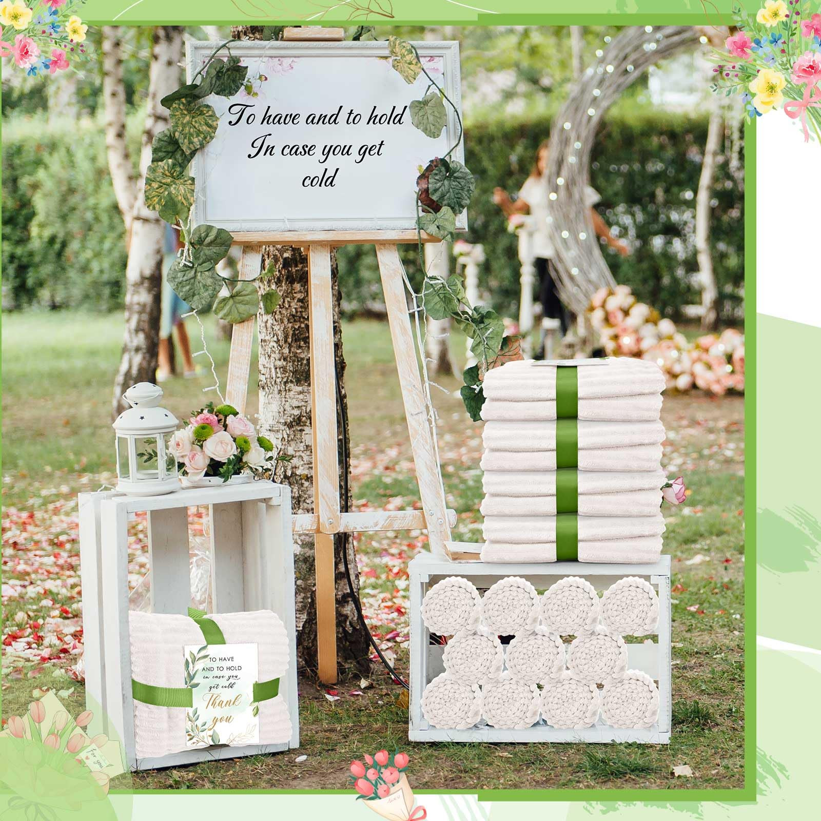 Buryeah 12 Pcs Wedding Flannel Fleece Throw Blanket Bulk with Thank You Card and Ribbon, 50 x 60 ... | Amazon (US)