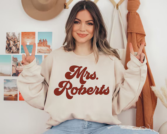 Bride Sweatshirt, Mrs. Bride Sweatshirt, Bride Gift, Personalized Bride Sweatshirt, Retro Wedding... | Etsy (US)