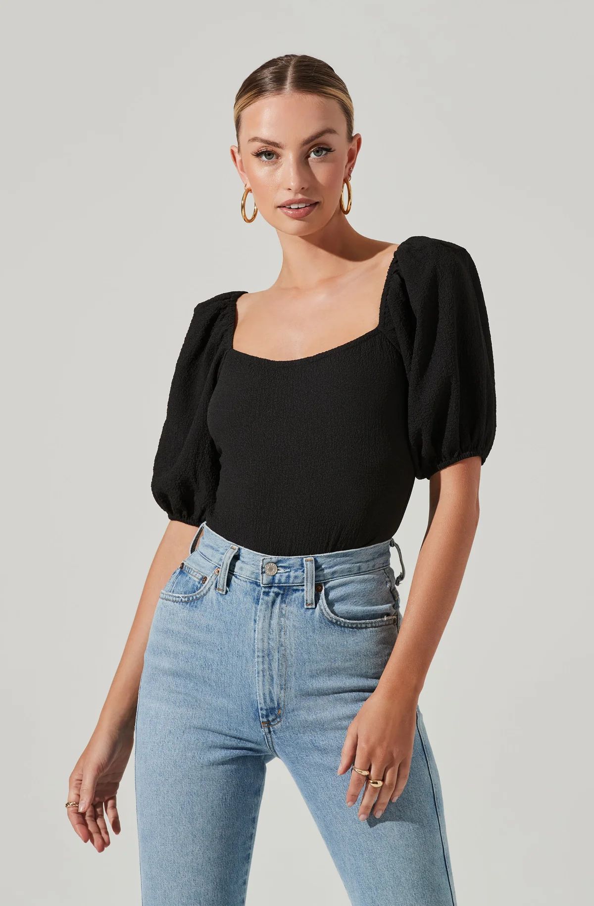 Puff Sleeve Textured Bodysuit | ASTR The Label (US)