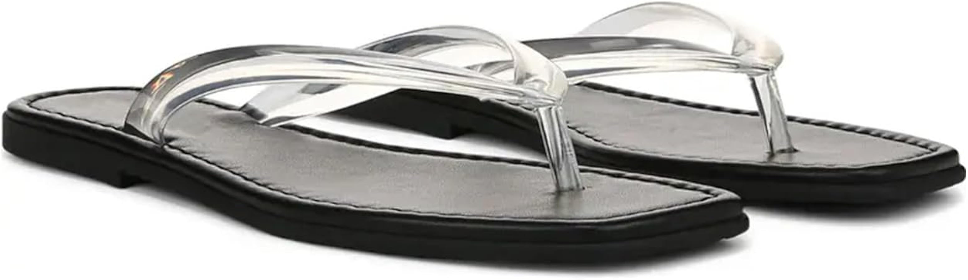 Jelly Flip Flop Sandals for Women Clear Slip on Beach Thong Sandals Dressy Summer Casual Vacation... | Amazon (US)