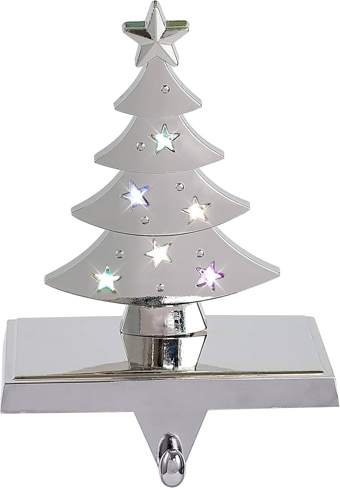 Amooca Christmas Stocking Holders Non-Slip Metal Hooks LED Lights Tree Decor Fireplace Mantle Sto... | Amazon (US)