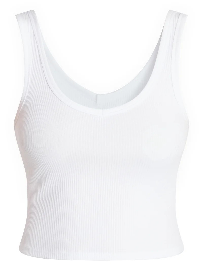No Boundaries Cropped V-Neck Tank Top, Women’s XXS-XXL | Walmart (US)