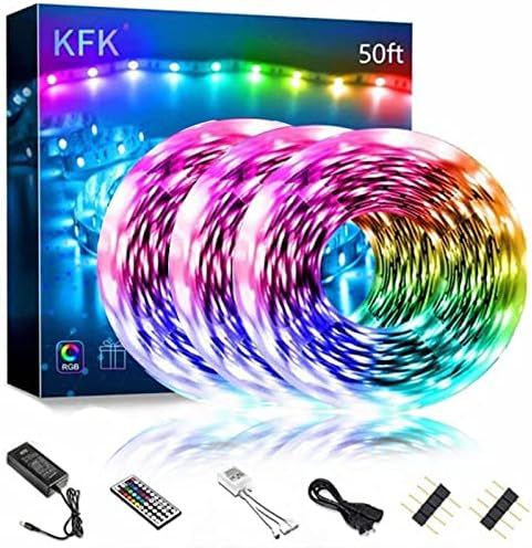 Ultra Bright 50ft Led Lights for Bedroom,KFK 450 LEDs Color Changing Led Strip Lights, 2 Rolls of... | Amazon (US)