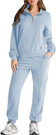 Herseas Women 2 Piece Outfits Sweatsuit Sweatshirt Sweatpants Tracksuit Sweat Lounge Matching Set... | Amazon (US)