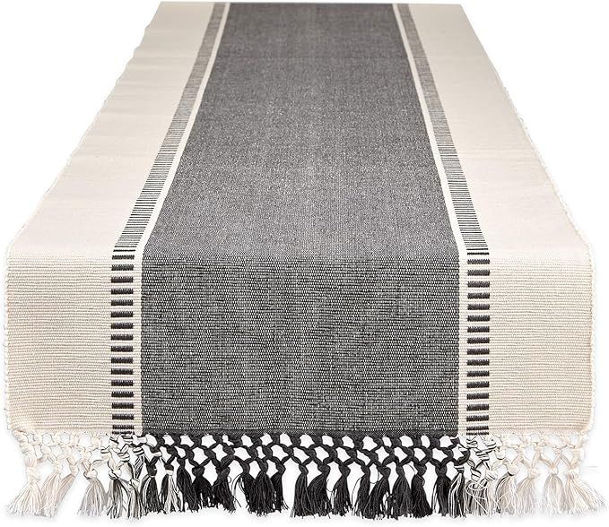 DII Dobby Stripe Woven Table Runner, 13x108-inch, Mineral Gray | Amazon (US)