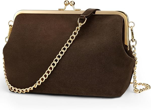 Kiss Lock Shoulder Bag Women Crossbody Purse with Detachable Strap | Amazon (US)