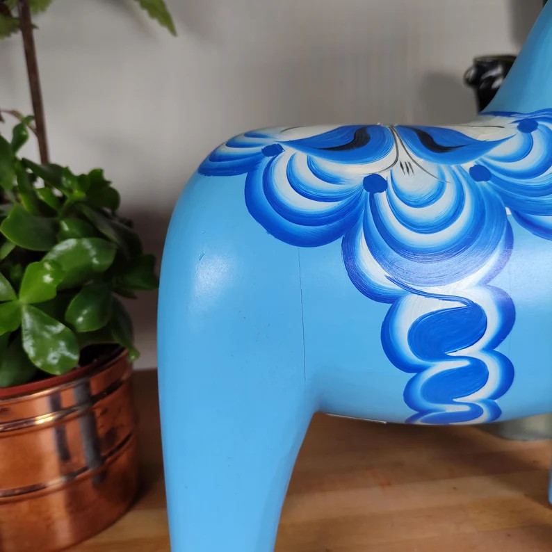 RARE Blue Very BIG Dala Horse - Dalarna - Swedish Design - 7.5 Cm 15 Cm 10 Cm Decorated 5'' 4'' 7... | Etsy (Global)
