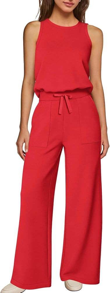 Yanekop Womens Wide Leg Jumpsuits Sleeveless Summer Jumpsuit Vacation Travel One Piece Outfits Ca... | Amazon (US)