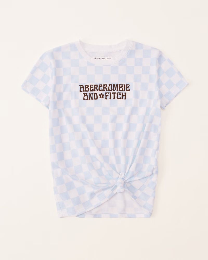 girls pattern knot-front logo tee | girls tops | Abercrombie.com | Abercrombie & Fitch (US)