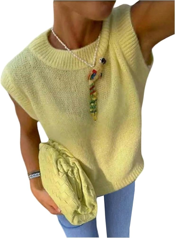Verdusa Womens Sweater Vest Oversized Mock Neck Lightweight Sleeveless Furry Knit Tops Trendy Fal... | Amazon (US)
