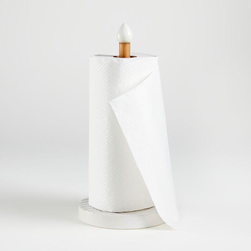 Fern Mid-Century Modern White Ceramic Paper Towel Holder + Reviews | Crate & Barrel | Crate & Barrel