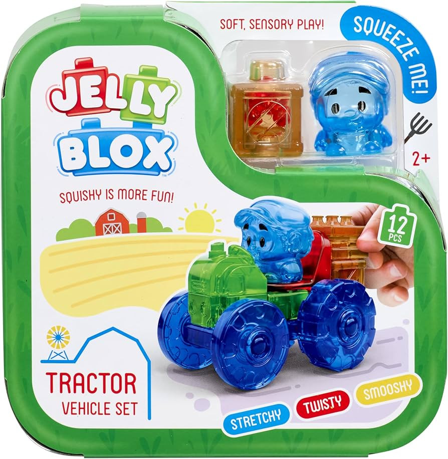 Jelly Blox Tractor Set | Includes 12 Pieces | Toddler & Preschool Building Blocks Kids Can Squeez... | Amazon (US)
