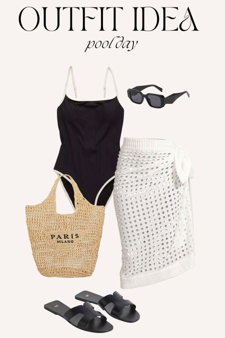 Outfit Idea: pool day! Can’t go wrong with a chic black swim! This one is on sale under $30! Bag and sunnies are Amazon finds.

#LTKsalealert #LTKunder100 #LTKunder50